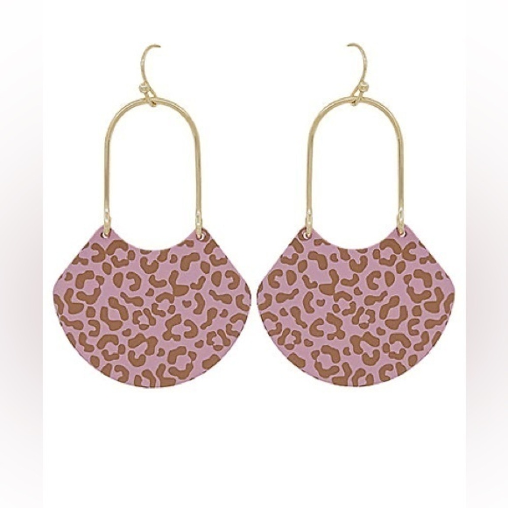 Pink Cheetah Arch Earrings